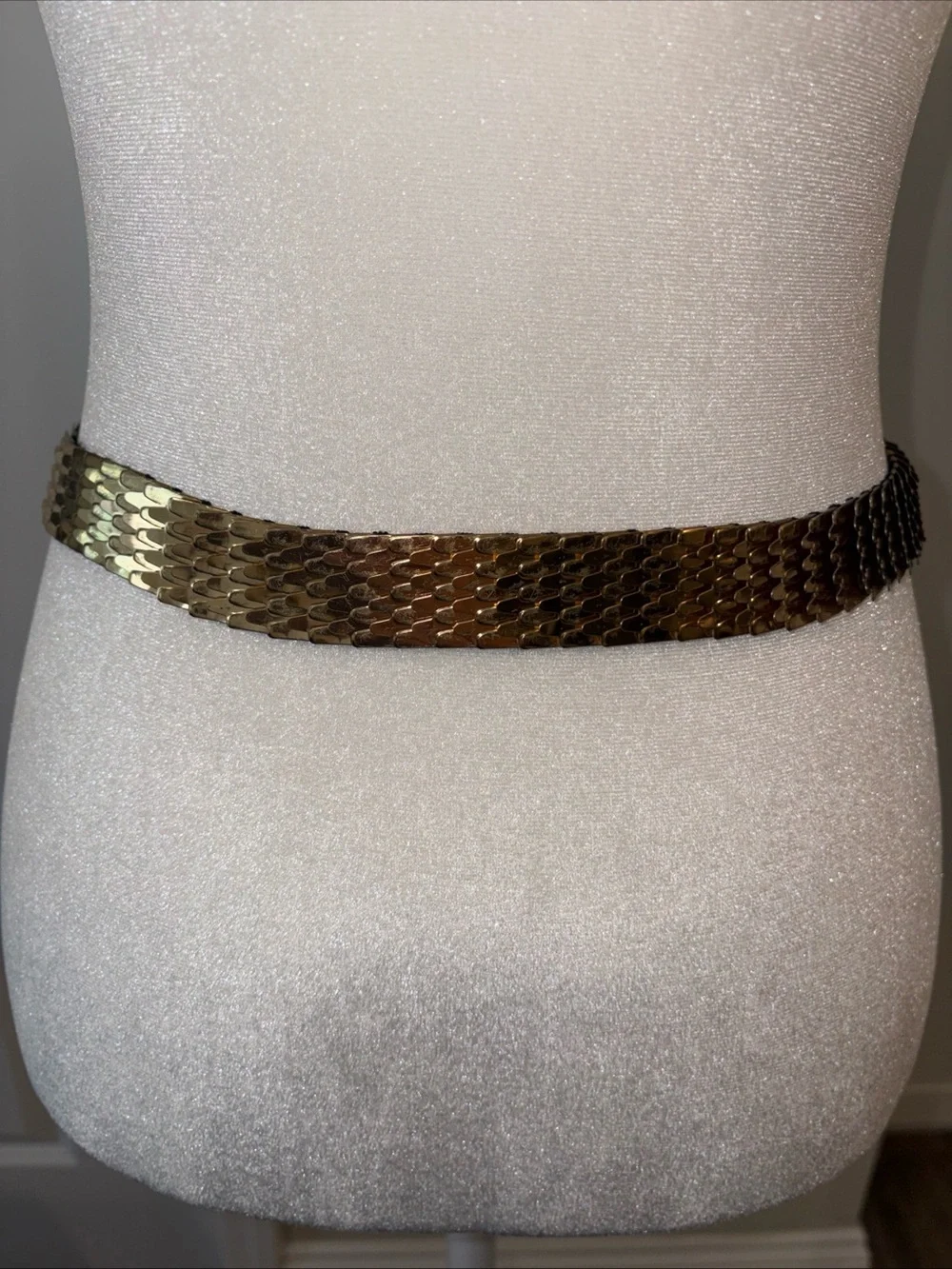 Metallic Gold Leaf Buckle Stretch Belt - Women Accessories Hook and Slit Clasp